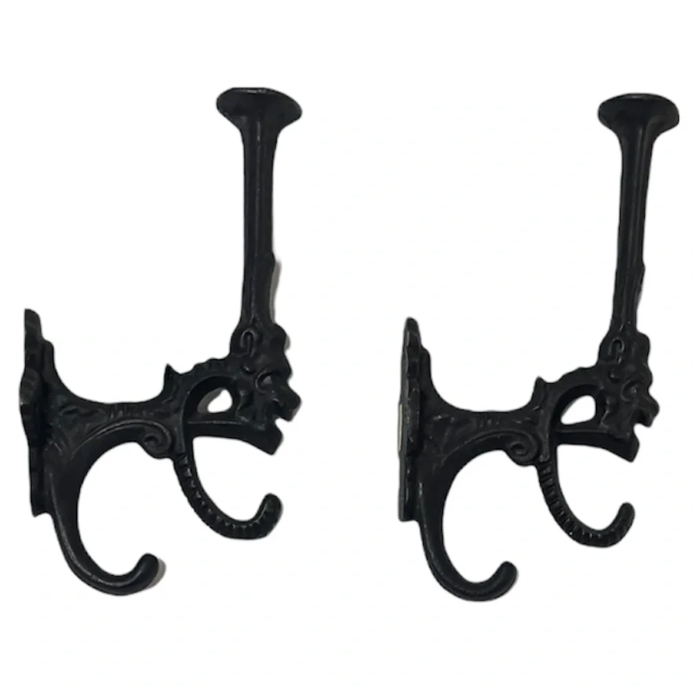 Antique Cast Iron Wall Hooks Vintage Heavy Cast Iron Rustic Ornate Scrollwork
